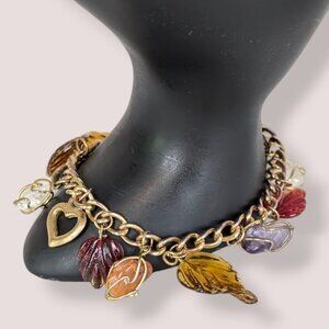 Vintage Pressed Glass & Wrapped Stone Bracelet